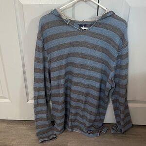 johnnie-O Blue and Gray Striped Hoodie